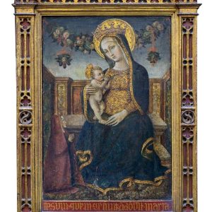 S2246 Matka Boska z Dzieciątkiem i Świętą, Olej na drewnie, XV w.