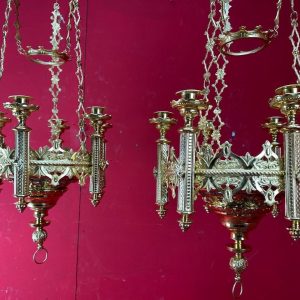 S3890 2 x Romańska lampa wieczna, XIX w.