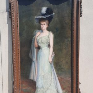 Madam 106 cm x 220cm XIXw. olej na płótnie