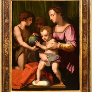 S4023 Święta Rodzina z Janem Chrzcicielem, Olej na drewnie, XVI w.