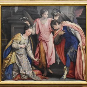 S384 Święci koronowani przez Anioła, Olej na płótnie, XVII w.