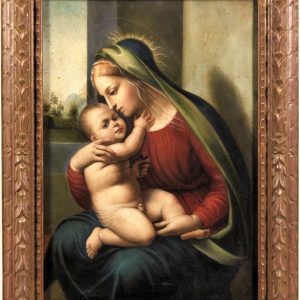S2418 Madonna z Dzieciątkiem, Olej na płótnie, XVIII w.