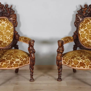 S1024 2 x Renesansowy fotel, XIX w.
