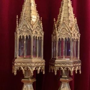 S4271 2 x Gotycki relikwiarz, XIX w.