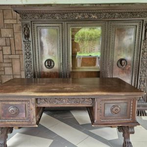 S2049 Neorenesansowa biblioteka + biurko na lwich łapach, XX w.