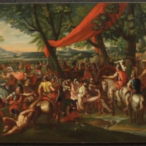 S2923 Bitwa nad rzeką Hydaspes, Duży olej na płótnie, XVIII w.