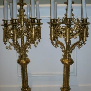 S1245 2 x Neogotycki kandelabr, XIX/XX w.
