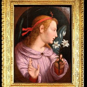 S489 Anioł zwiastujący, Olej na drewnie, XVI w.