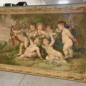 S2297 Cherubiny w kwiatach, Gobelin, XX w.