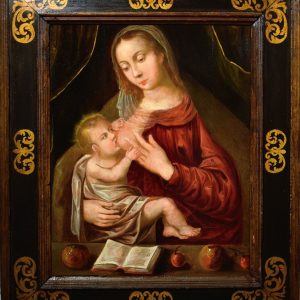 S2976 Karmiąca Maryja Dziewica, Olej na drewnie, XVII w.