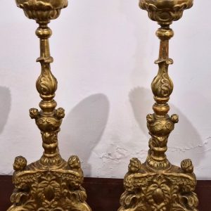 S558 2 x Lichtarz z głowami aniołów, XVII w.