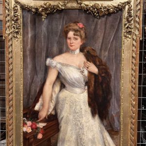 S4446 Portret eleganckiej kobiety, Olej na płótnie, XIX w.