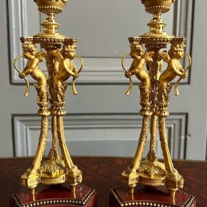S4448 2 x Lichtarz z puttami, XIX w.