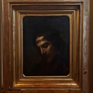 S807 Chrystus w koronie cierniowej, Olej na drewnie