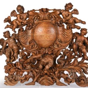 S2580 Medalion otoczony cherubami, Rzeźba, XVIII w.