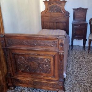 S3410 Neorenesansowa łóżko + szafka nocna, XIX/XX w.