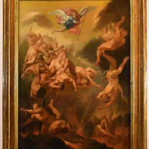 S4466 Archanioł Michał wypędzający anioły, Olej na płótnie, XVII w.