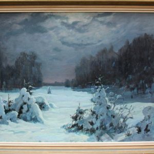 S4080 Zimowa noc pod Moskwą, Olej na płótnie, XX w.