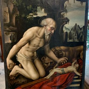 S1933 Święty Hieronim czczący krucyfiks, Olej na płótnie, XVI w.