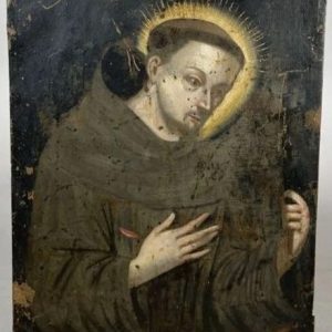 S2023 Święty Franciszek trzymający krucyfiks, Olej na miedzi, XVIII w.