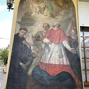 S2688 Święty Antoni i Karol Boromeusz z Madonną, Duży obraz, XVIII w.