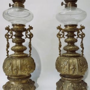 S2885 2 x Lampa naftowa, XIX w.
