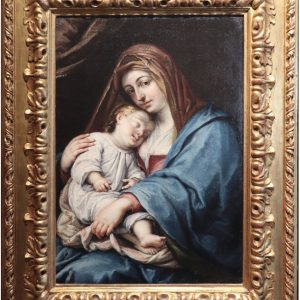 S2149 Madonna ze śpiącym Dzieciątkiem, Olej na płótnie, XVII w.
