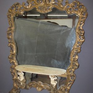 S4540 Duże rokokowe lustro z konsolą na cherubach, XX w.