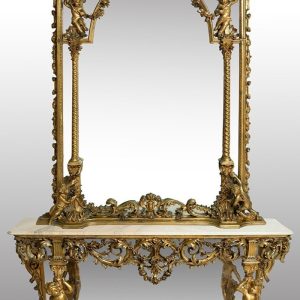 S4551 Barokowa konsola + lustro z cherubami, XX w.