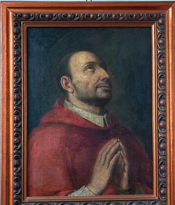 K43 ŚW. KAROL BOROMEUSZ, OLEJ NA PŁÓTNIE, XVIII WIEK