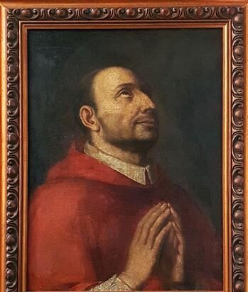 K43 ŚW. KAROL BOROMEUSZ, OLEJ NA PŁÓTNIE, XVIII WIEK - obrazek 2