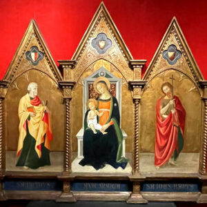 S1593 Maryja i Chrystus, Duża gotycka nastawa/tryptyk, XIX w.