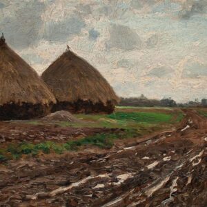 K71 Szkoła Eugen Kampf Heuhocken Krajobraz w Düsseldorfie sygnowany olej na płótnie przed 1900 rokiem