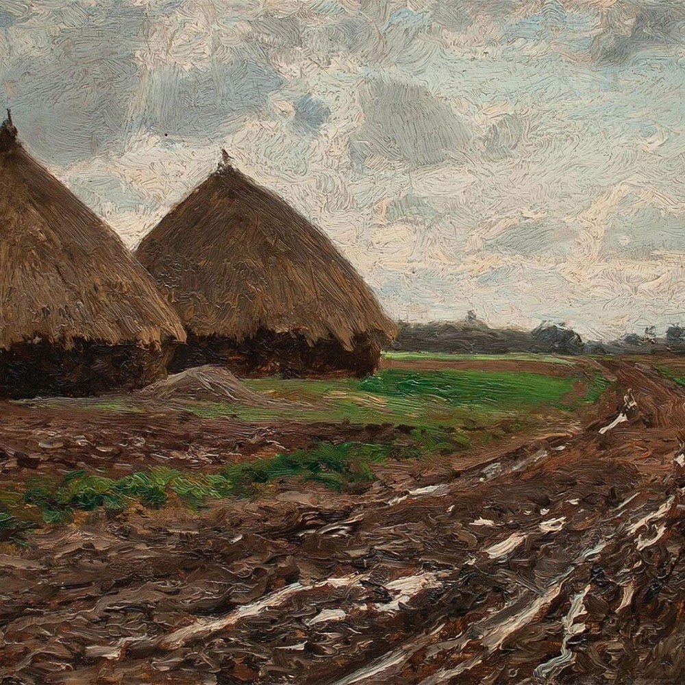 K71 Szkoła Eugen Kampf Heuhocken Krajobraz w Düsseldorfie sygnowany olej na płótnie przed 1900 rokiem