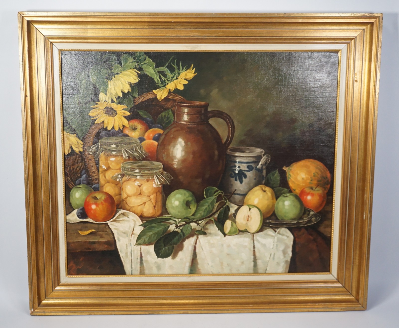 K72 Obraz olejny Martwa natura Kwiaty Owoce