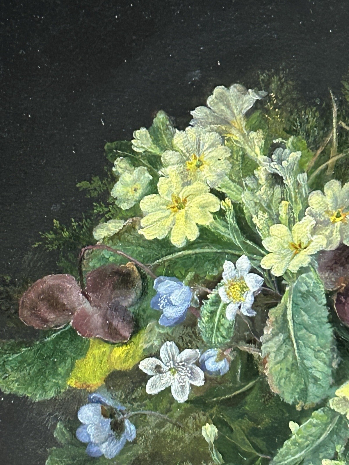 K91 Antyczny Obraz Olejny, Bukiet, Kwiaty, Liście, Sygnowany, W Obrazie, Wysoka Jakość - obrazek 7