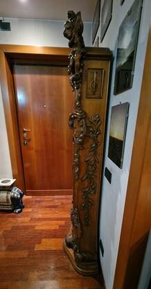 K109 Antyczny zegar wahadłowy w stylu barokowym z orzecha - obrazek 3