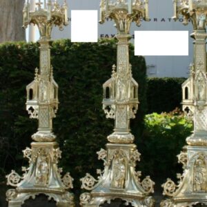 S1723 6 x Duży gotycki lichtarz, XIX w.