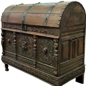 S3049 Kufer z lwimi pyskami i kariatydami, XV w.