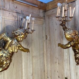 S4326 Para kinkietów w kształcie aniołów, XX w.