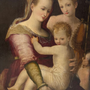 S4399 Madonna z Dzieciątkiem i Janem Chrzcicielem, Olej na drewnie, XVI w.