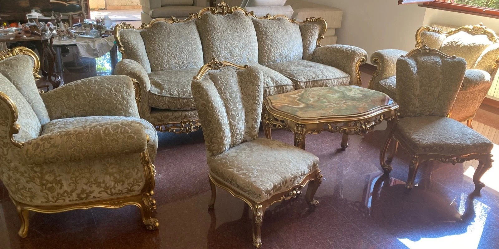 S4566 Barokowy zestaw wypoczynkowy w stylu Ludwika XV, XX w.