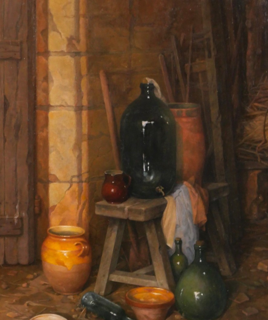 K184 Obraz "Martwa natura z garnkami w gospodarstwie"