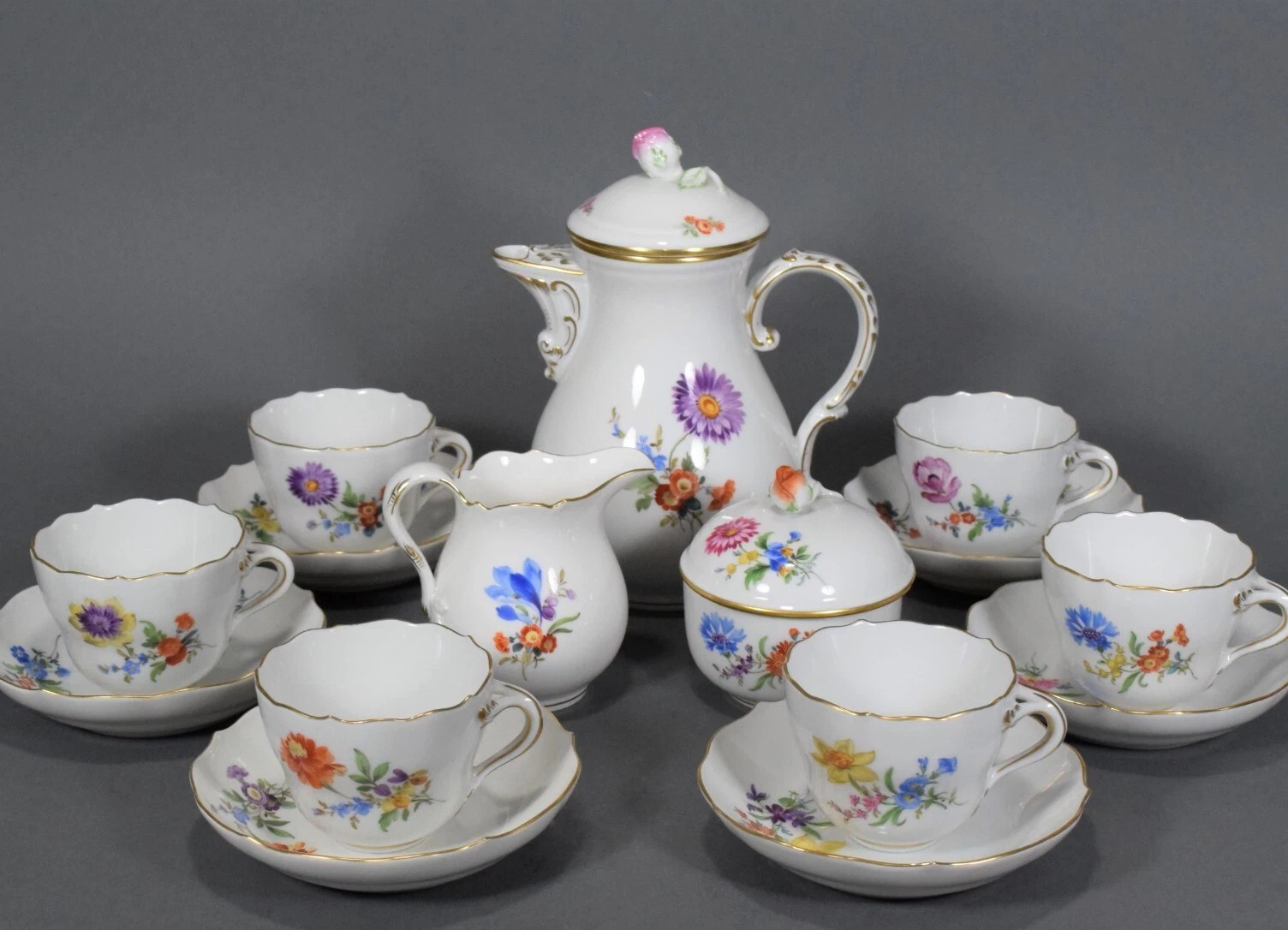 K733 Serwis kawowy Meissen z kwiatami