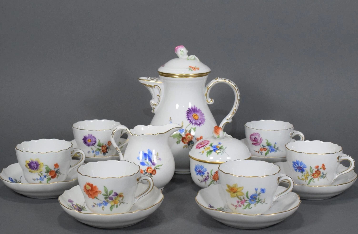 K733 Serwis kawowy Meissen z kwiatami - obrazek 2