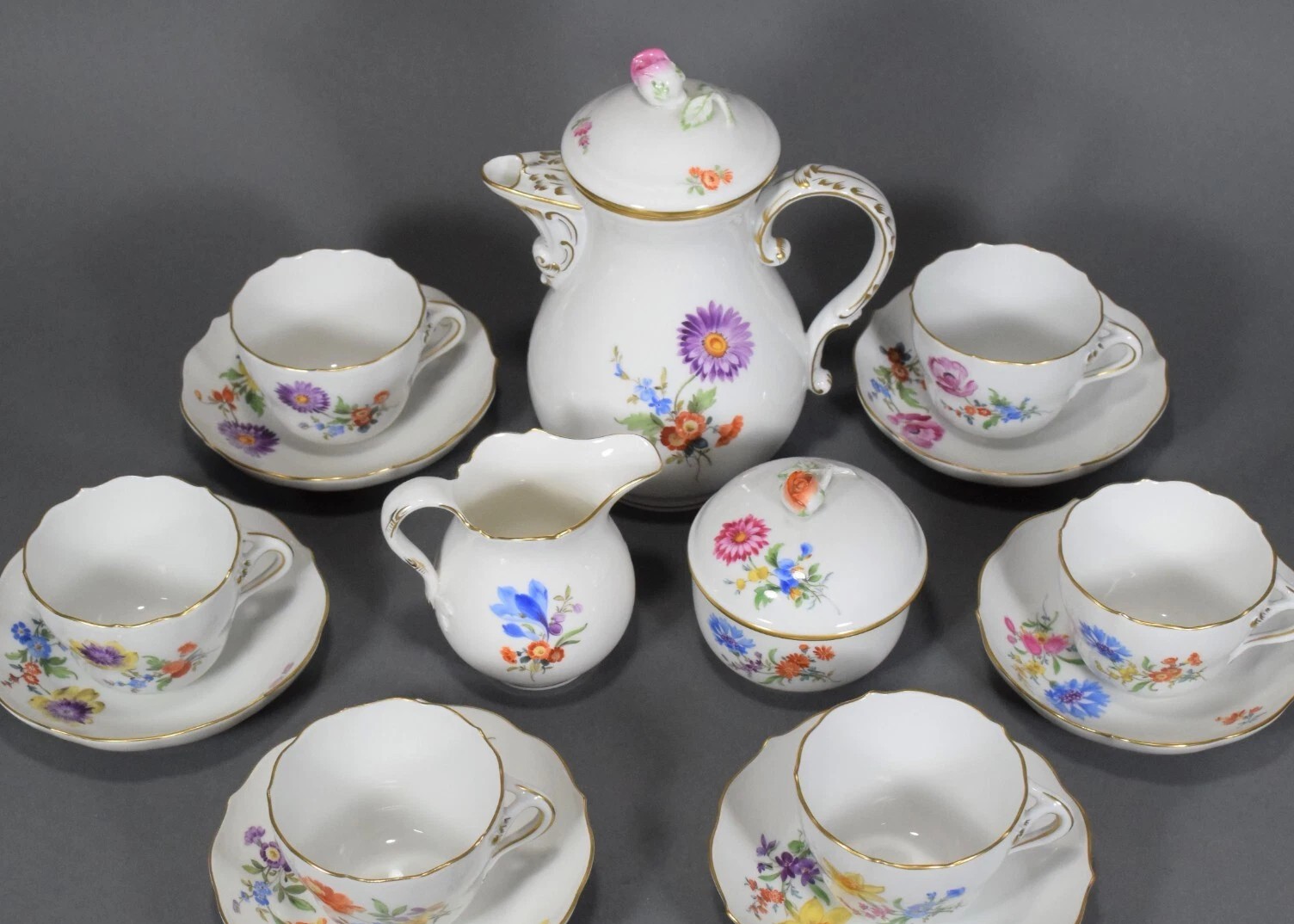 K733 Serwis kawowy Meissen z kwiatami - obrazek 3