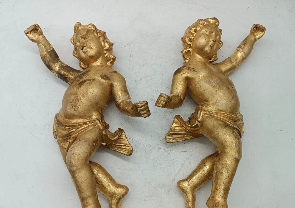 K138 Zabytkowe para złotych aniołów