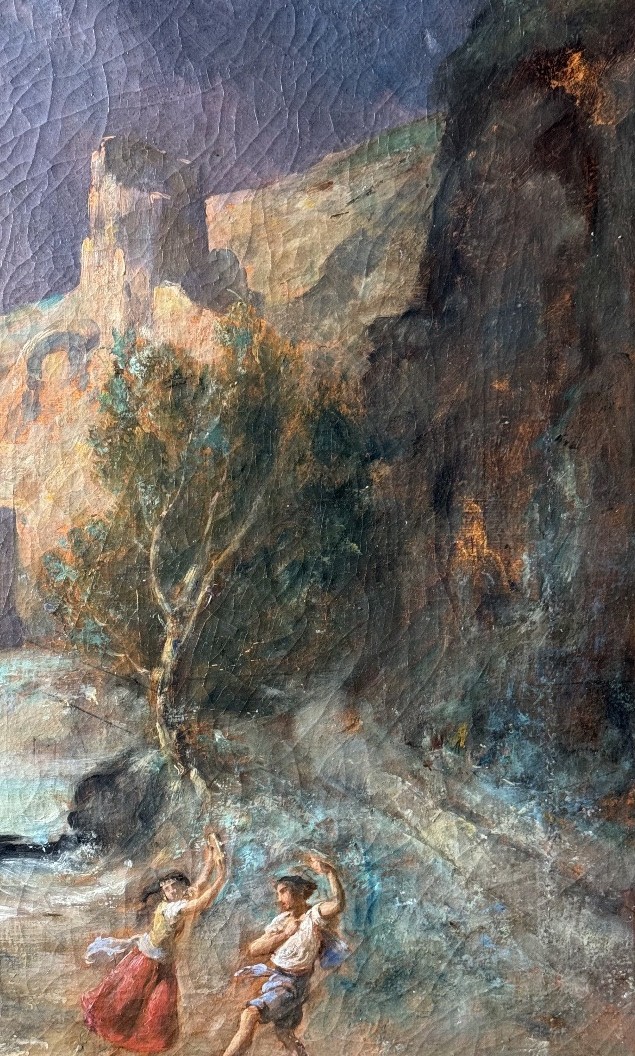 K796 Obraz Olejny - Tancerze pod burzą przy moście - obrazek 3