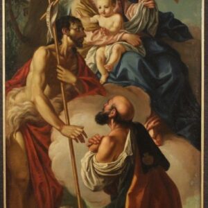 S2428 Madonna z Dzieciątkiem i świętymi, Duży olej na płótnie, XVIII w.