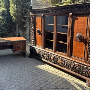 S2950 Biblioteka + biurko na lwich łapach, XX w.